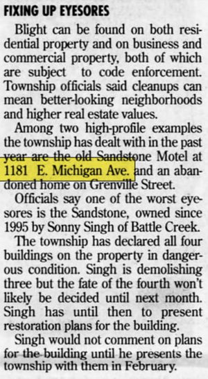 Sandstone Motel - Jan 1998, Article (newer photo)